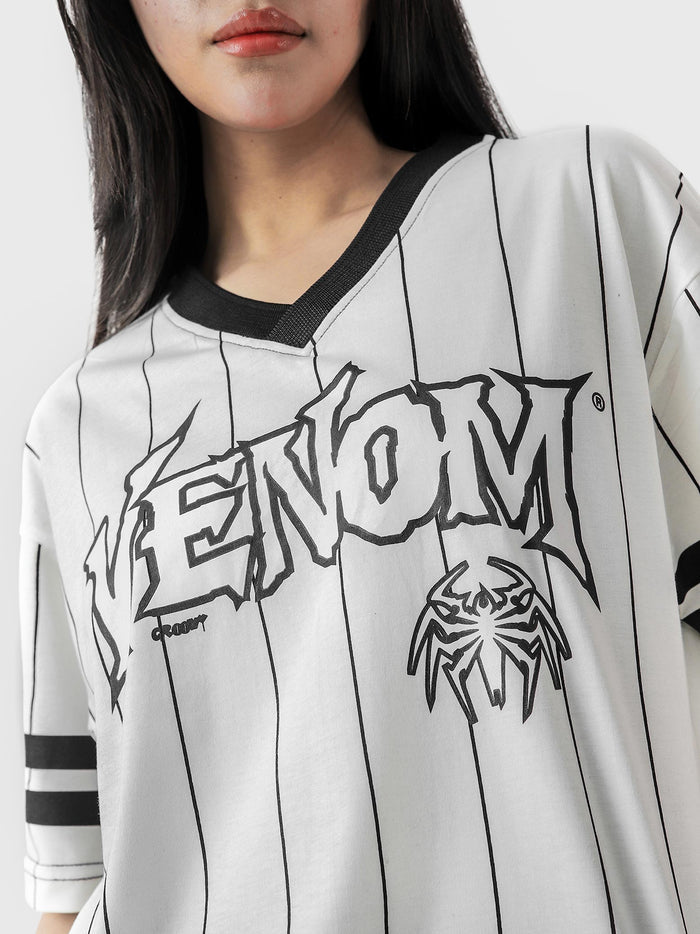 VENOM jersey closeup venom graphic pinstripe detail front Pakistan – GROOVY