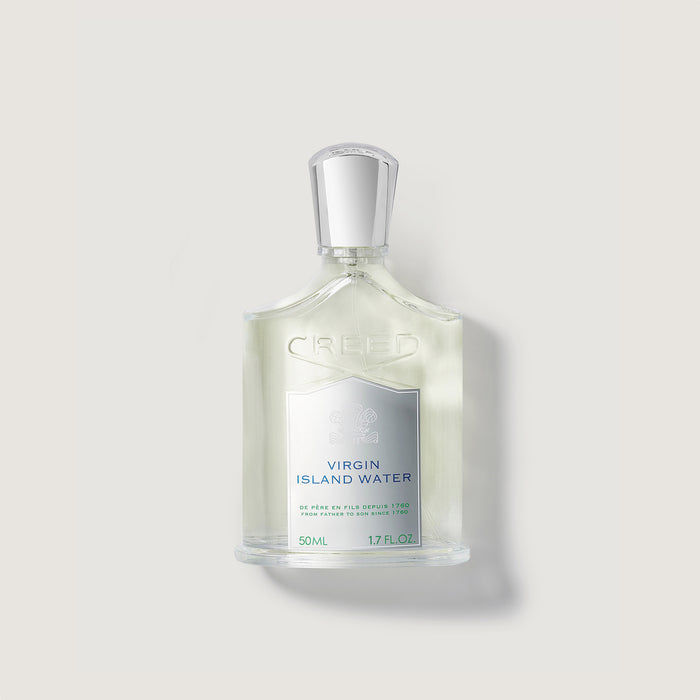 Virgin Island Water 50ml Bottle - Front View, Silver Cap | Creed Fragrances