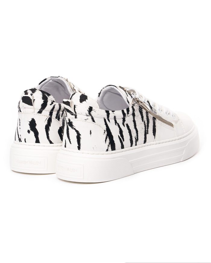 White Duo-Zipped Custom Sneakers For Women (3)