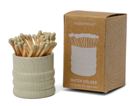 White Washed Ceramic Wood Match Holder