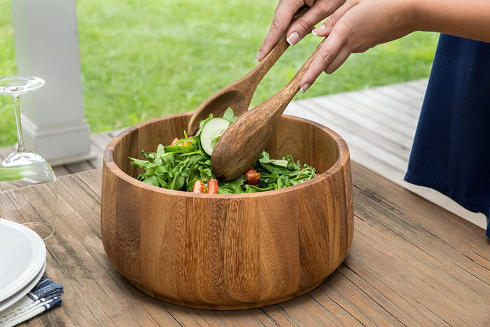 White Whale Wooden Tulip Salad Bowl