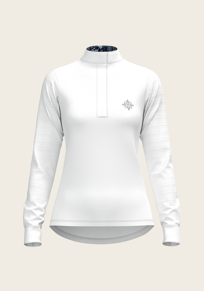 White with Forest on Navy Inner Details Long Sleeve Show Shirt