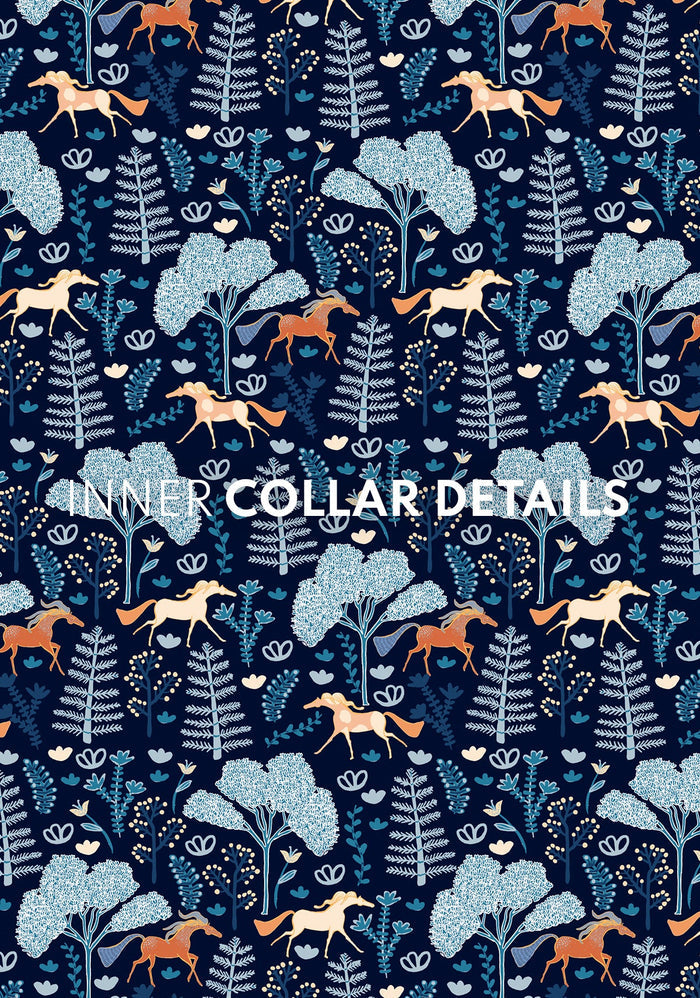 White with Forest on Navy Inner Details Short Sleeve Show Shirt