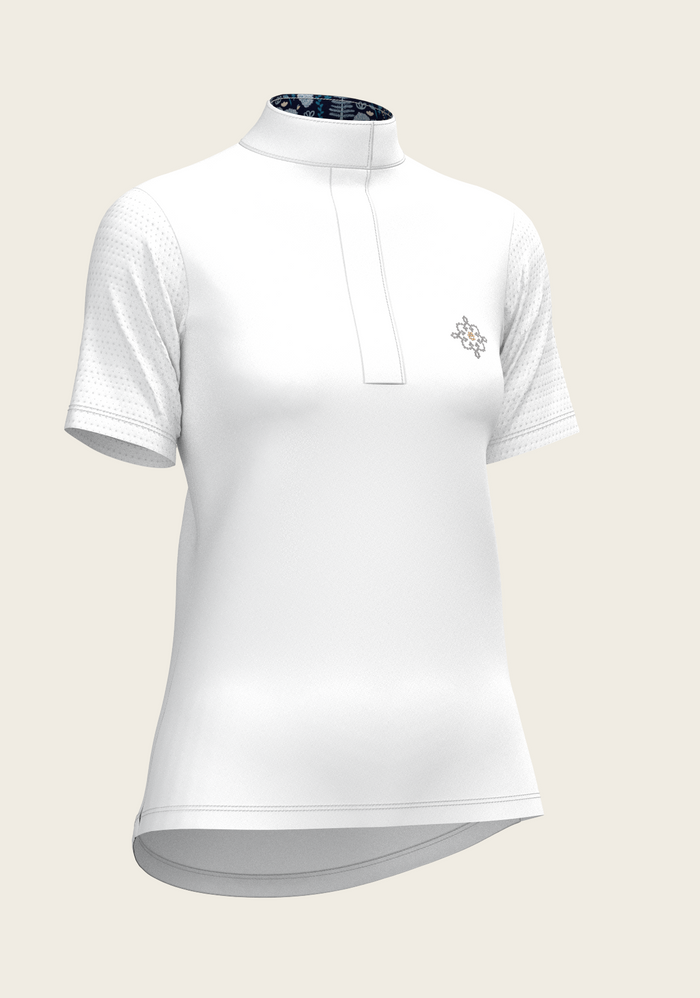 White with Forest on Navy Inner Details Short Sleeve Show Shirt
