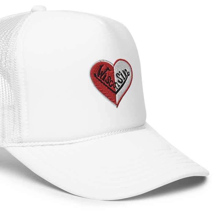 Wisconsin Split Heart Trucker Hat