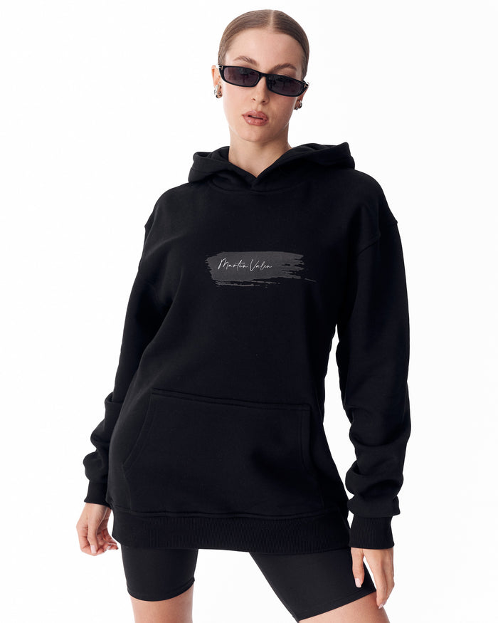 Women Butterfly Rebirth Oversized Black Hoodie