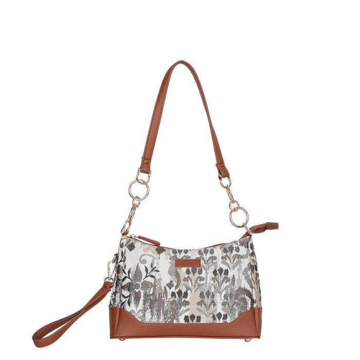 Women’s abstract tapestry vegan‑leather chain shoulder bag for travel, office, work, and daily use — Canada & USA