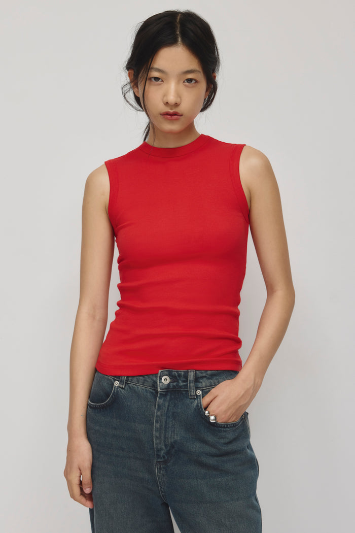 Women's Back Cutout Tank in Salsa