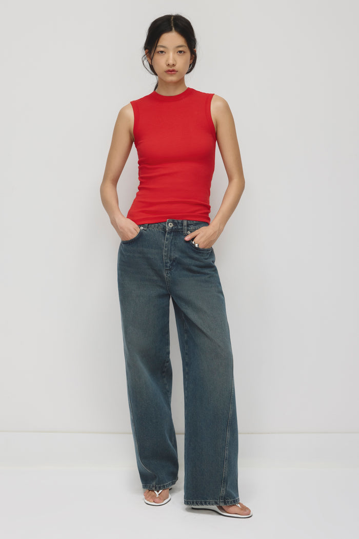 Women's Back Cutout Tank in Salsa