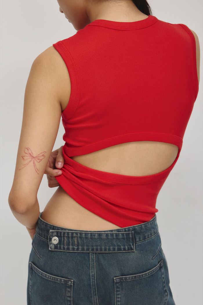 Women's Back Cutout Tank in Salsa