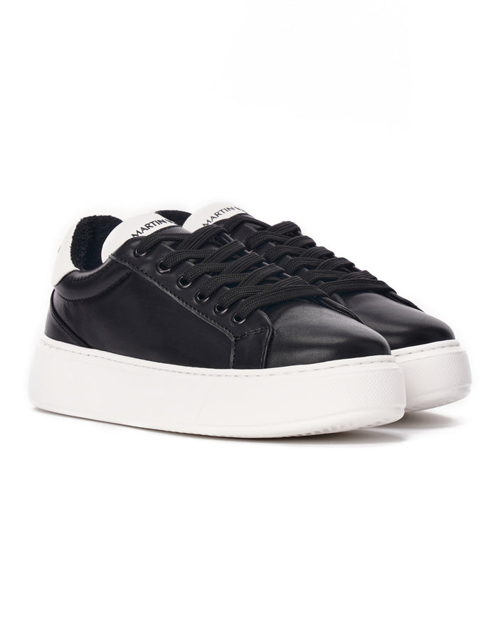 Women's Black Sneakers White Chunky Sole (2)