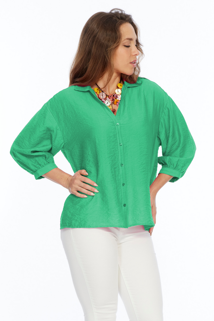 Women's Button Front Hot Pink Jacquard Blouse | BELLE LIOR