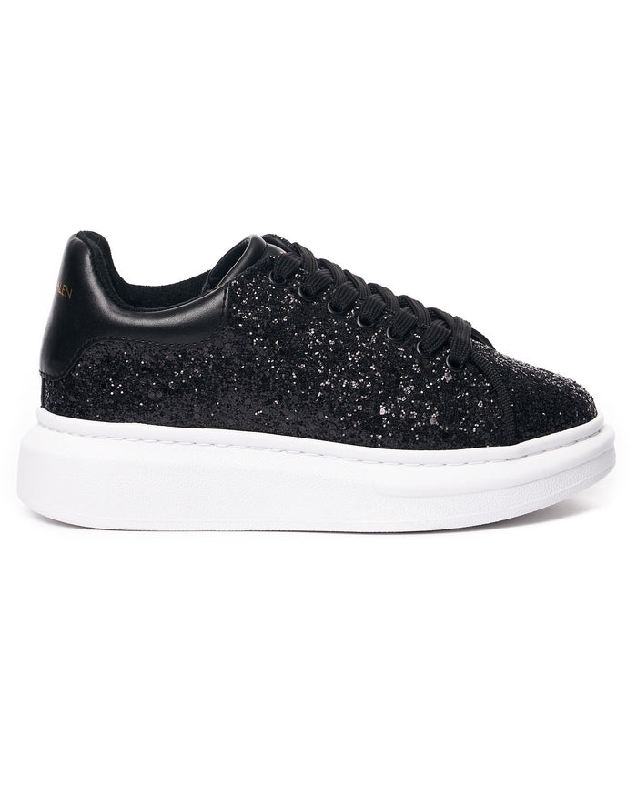 Women's Chunky Crystal Sneakers in Black
