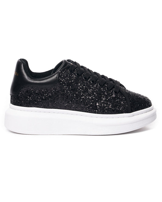 Women's Chunky Crystal Sneakers in Black