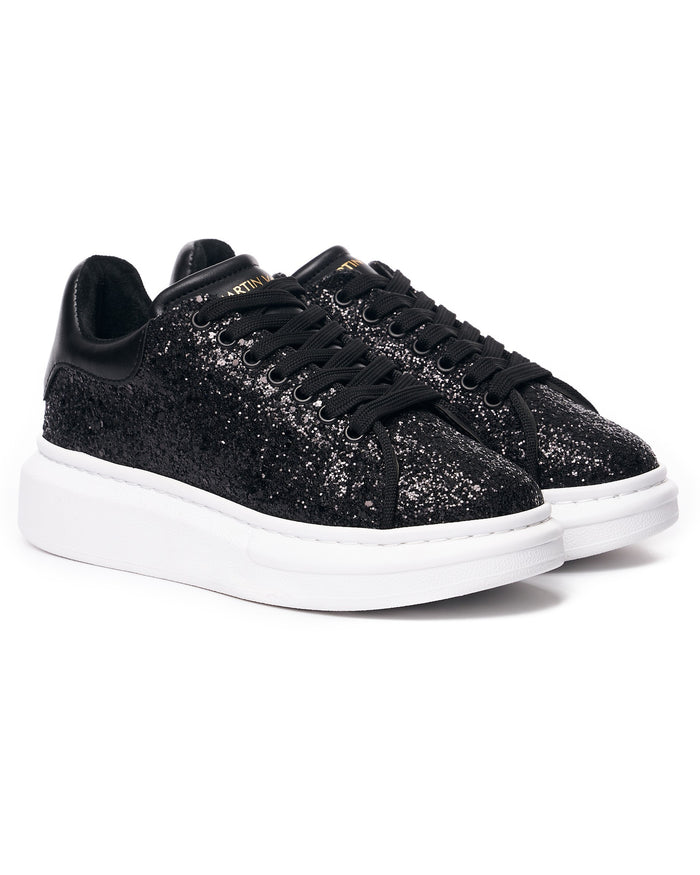 Women's Chunky Crystal Sneakers in Black (2)