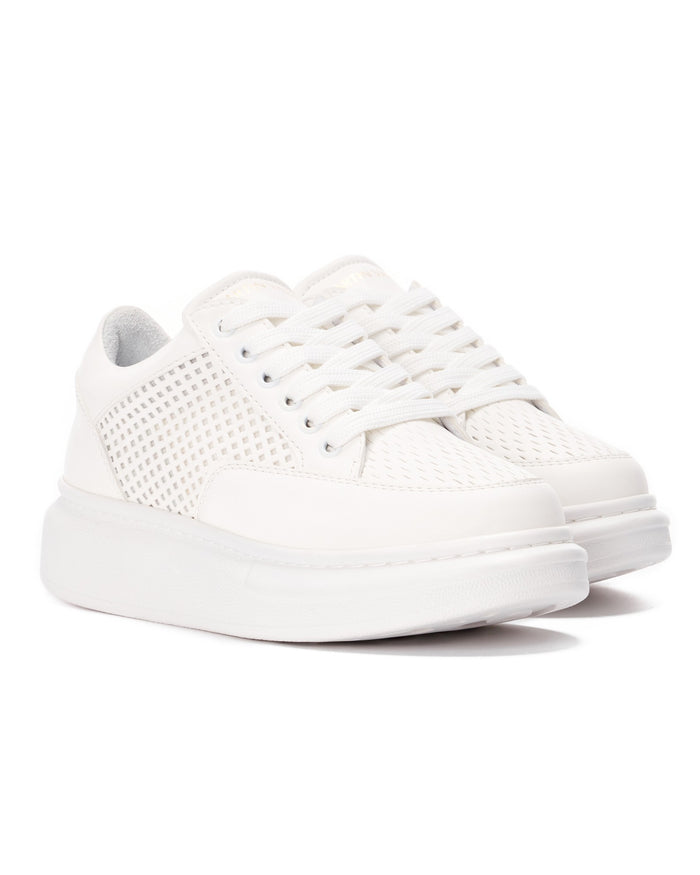 Women's Chunky Full Mesh Sneakers in White (2)