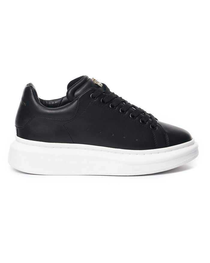 Women’s Chunky Sneakers with Gold Crown in Black