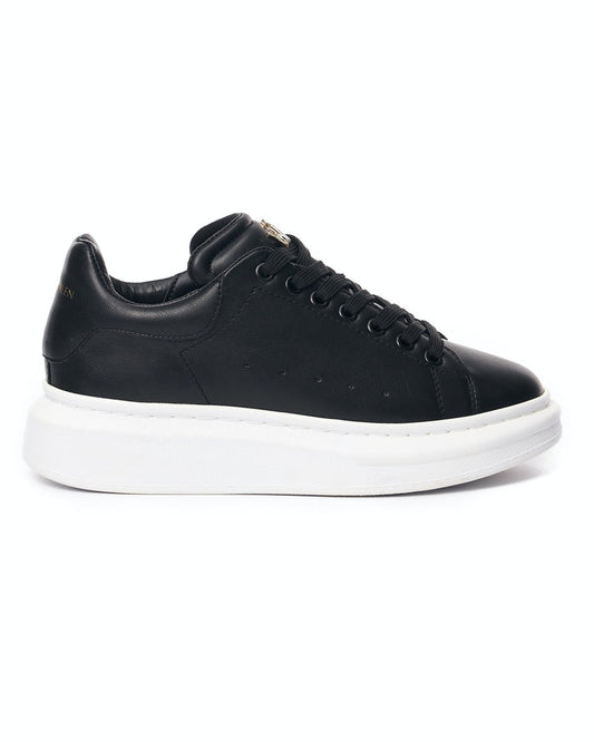Women’s Chunky Sneakers with Gold Crown in Black