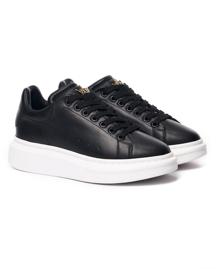 Women’s Chunky Sneakers with Gold Crown in Black (2)