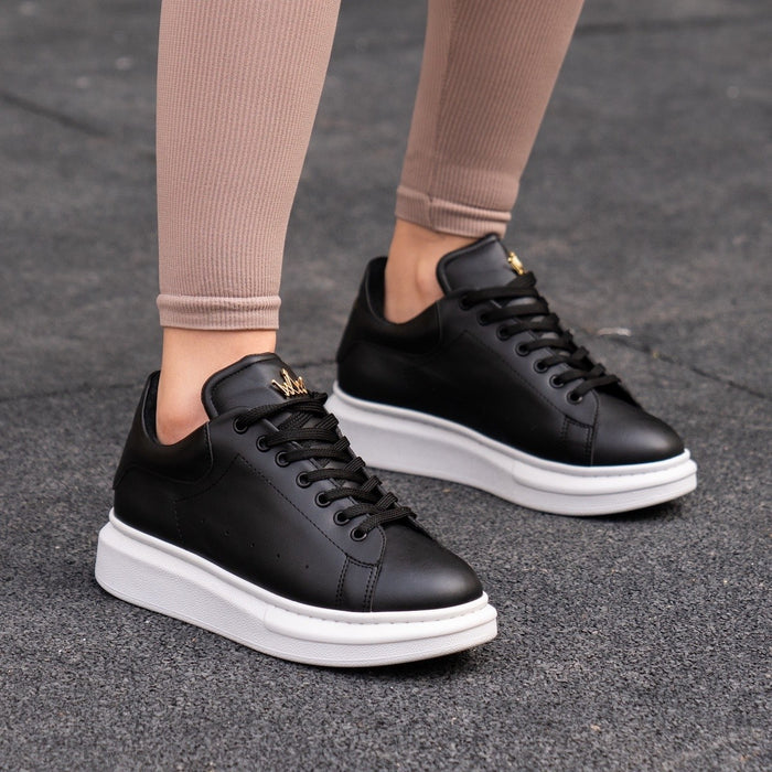 Women’s Chunky Sneakers with Gold Crown in Black (4)