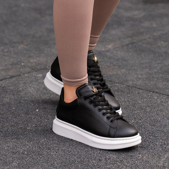 Women’s Chunky Sneakers with Gold Crown in Black (6)