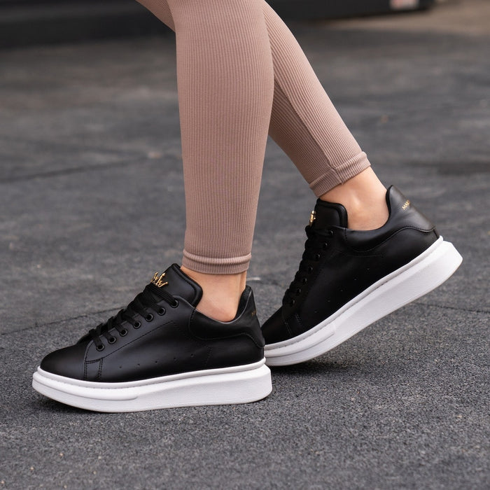 Women’s Chunky Sneakers with Gold Crown in Black (7)