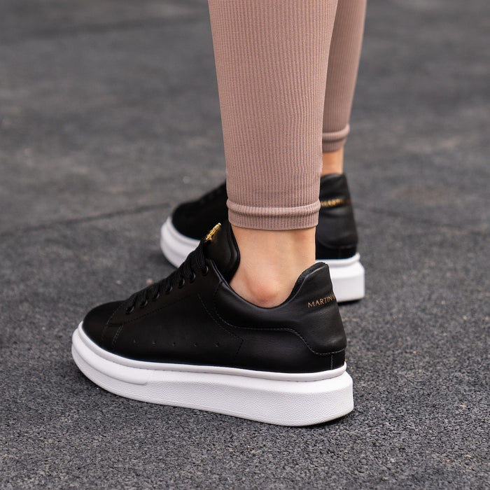 Women’s Chunky Sneakers with Gold Crown in Black (8)