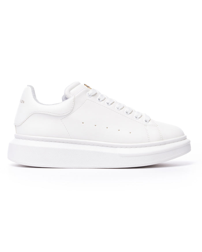 Women’s Chunky Sneakers with Gold Crown in Full White