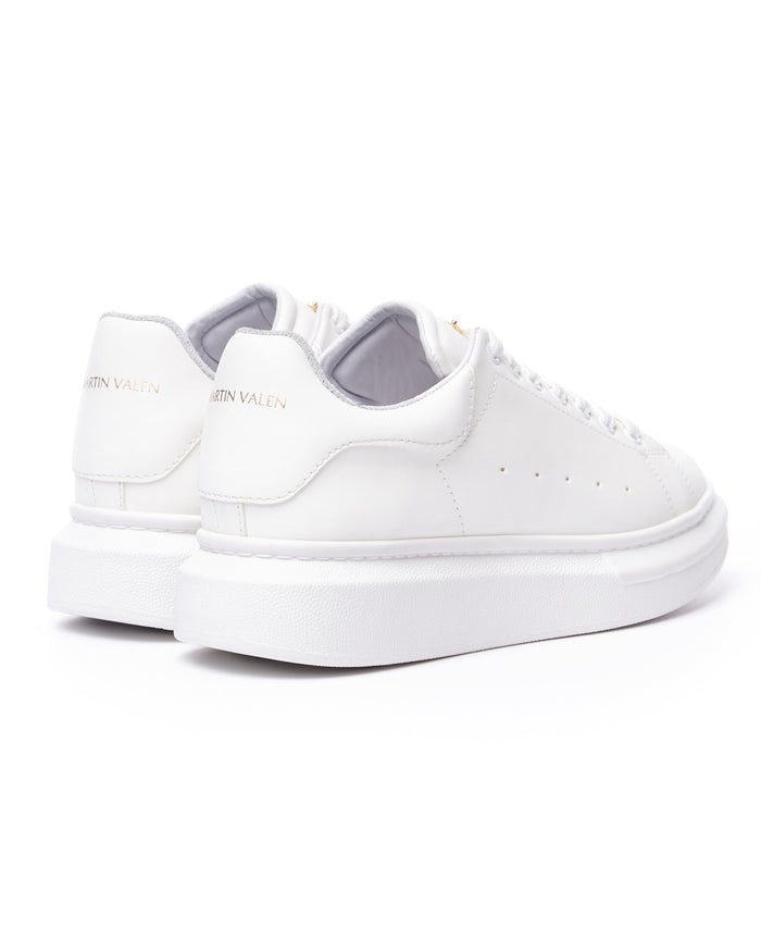 Women’s Chunky Sneakers with Gold Crown in Full White (3)