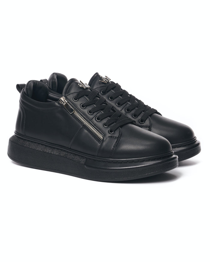Women's Chunky Sneakers with Zippers in Black (2)