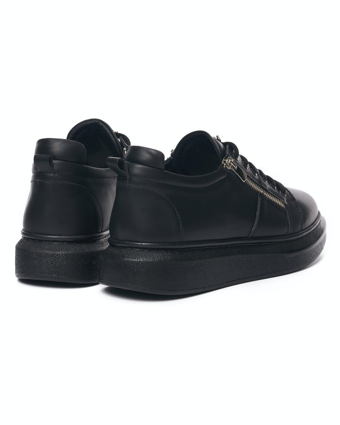 Women's Chunky Sneakers with Zippers in Black (3)