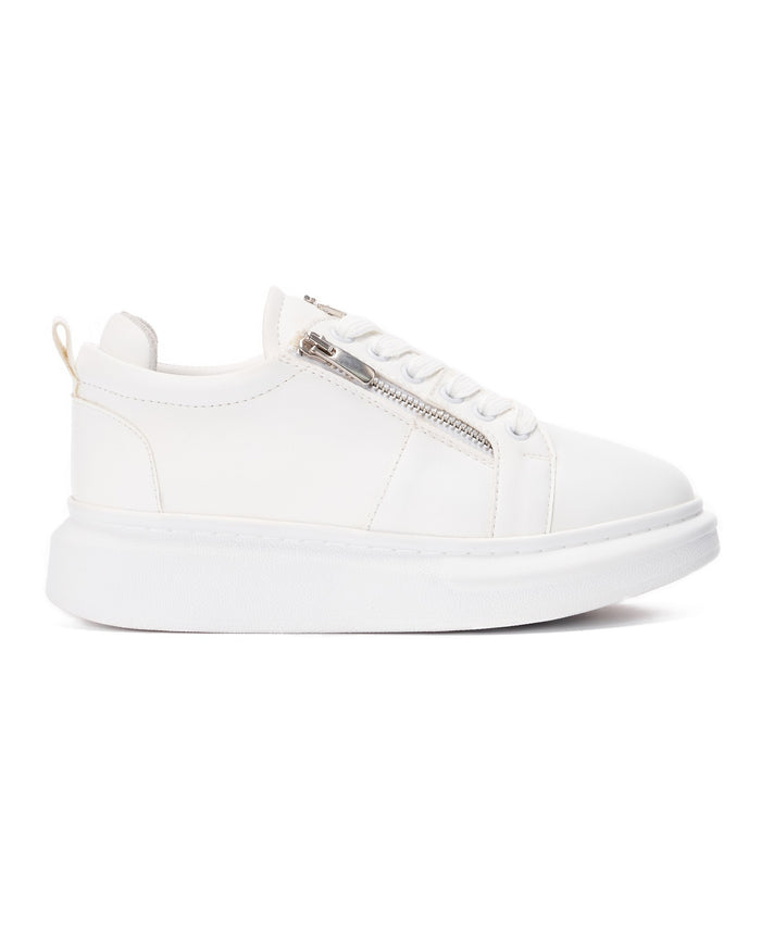 Women's Chunky Sneakers with Zippers in White