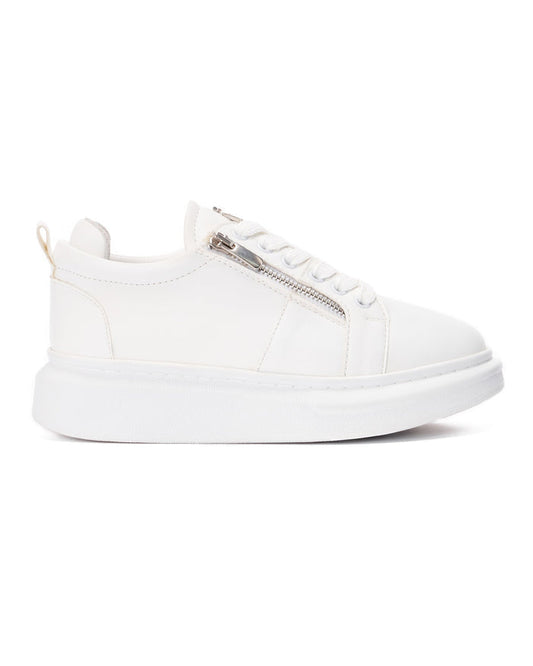 Women's Chunky Sneakers with Zippers in White