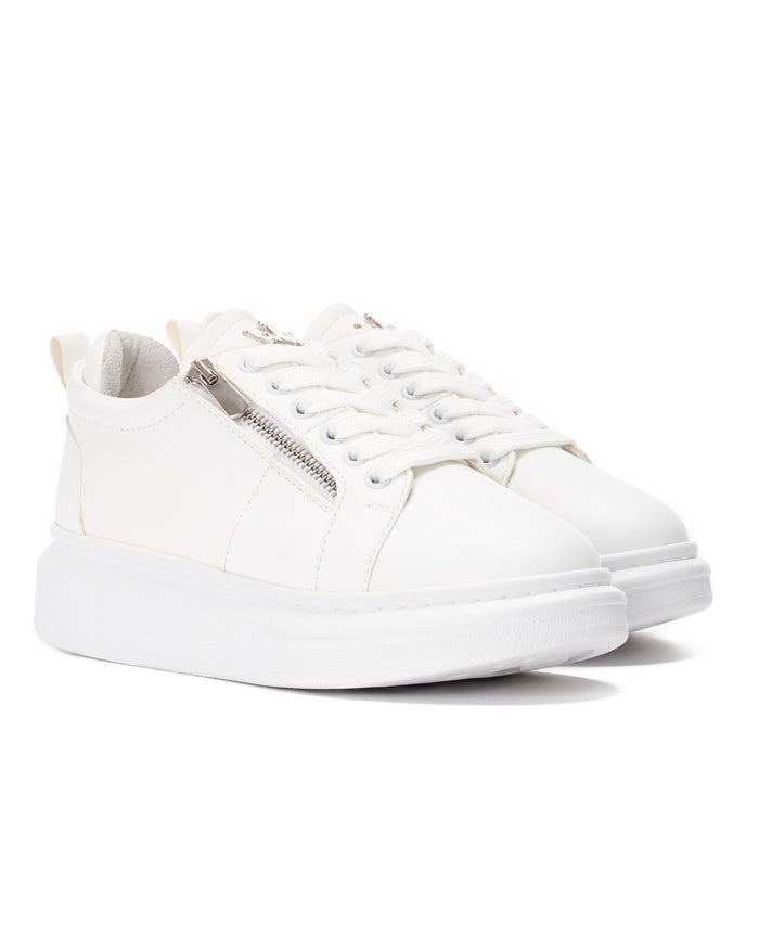 Women's Chunky Sneakers with Zippers in White (2)