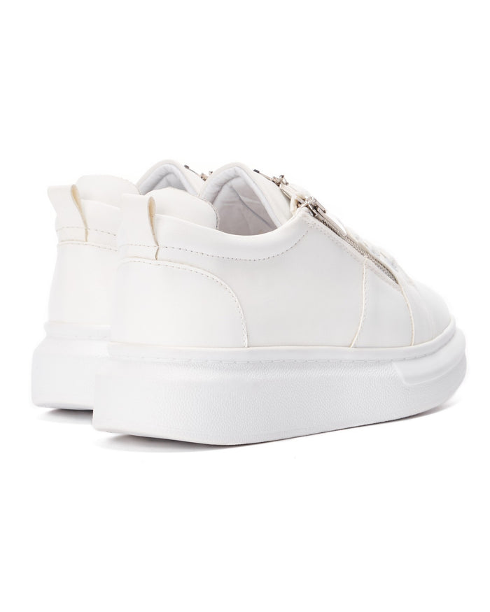 Women's Chunky Sneakers with Zippers in White (3)