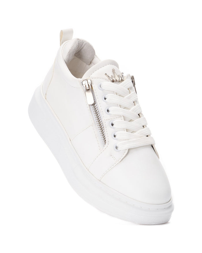 Women's Chunky Sneakers with Zippers in White (4)