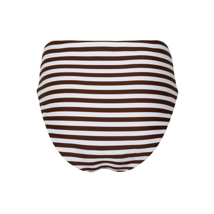 women's cocoa stripe high waist bikini bottom