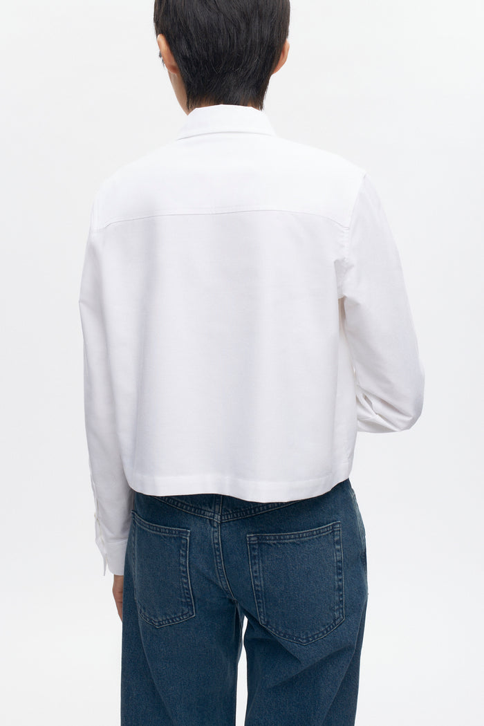 Women's Crop Oxford Shirt in White