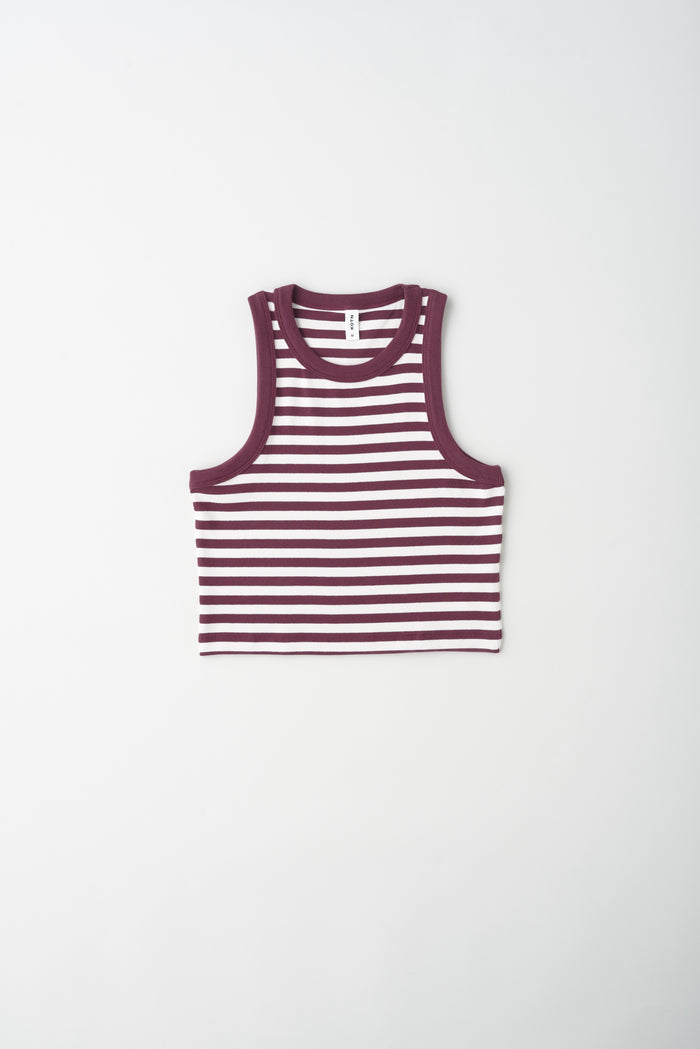Women's Crop Racer Tank in Lily Pad/Marsh Stripe