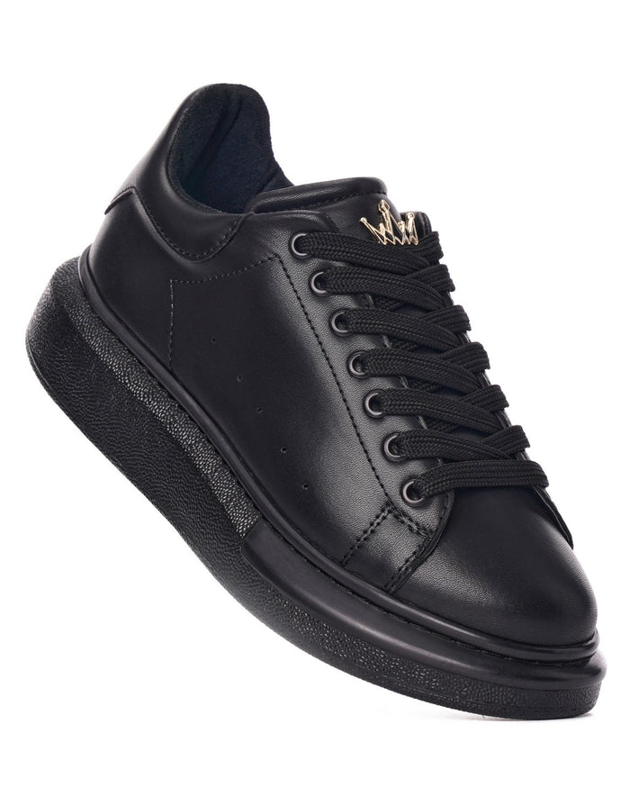 Women’s Crowned Chunky Sneakers Shoes Full Black (2)