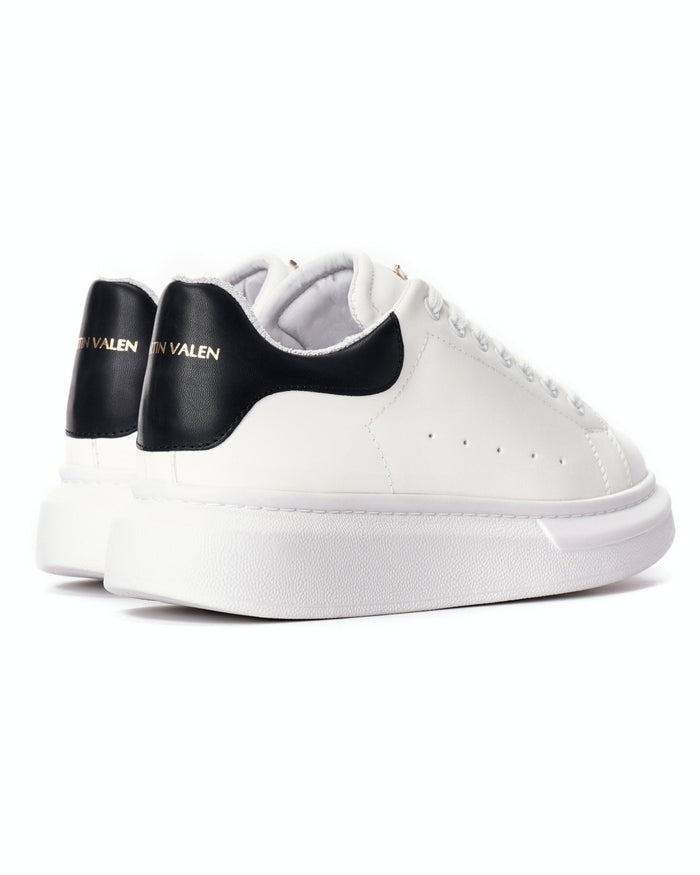 Women's Crowned Chunky Sneakers Shoes White-Black (3)