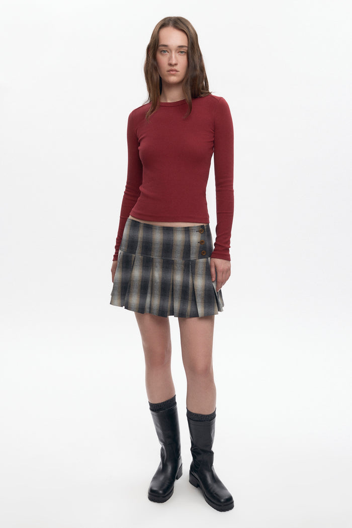 Women's Nadia Low Rise Mini Skirt in Sand Plaid