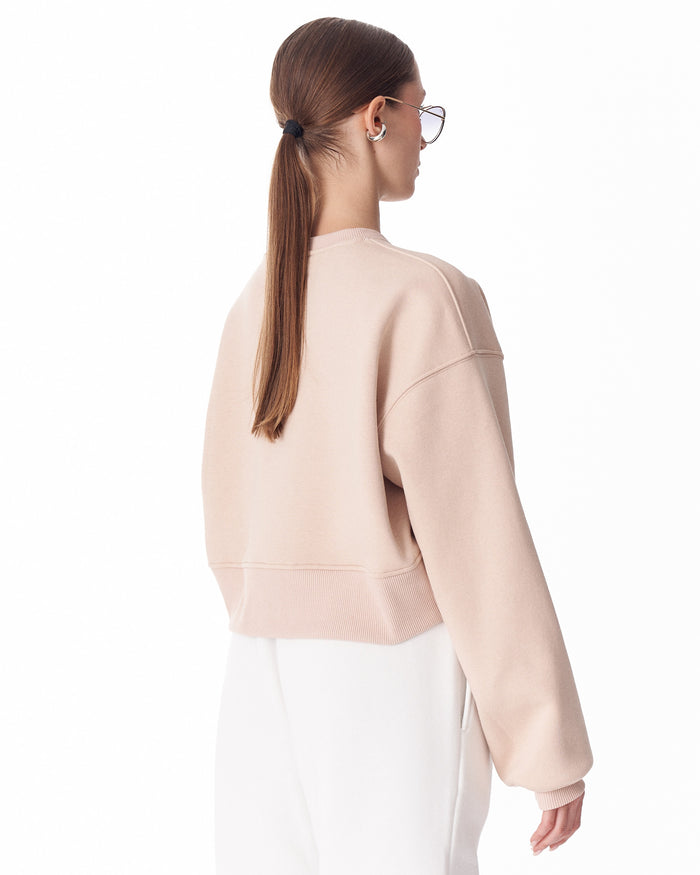 Women's Oversized Crop Sweatshirt Beige (4)