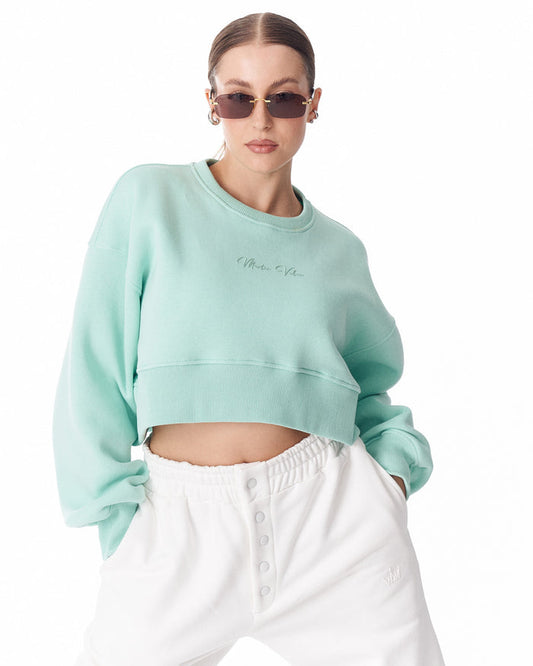 Women's Oversized Crop Sweatshirt Mint Green