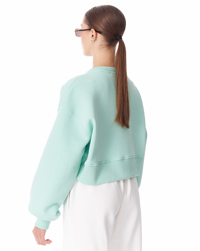 Women's Oversized Crop Sweatshirt Mint Green (2)