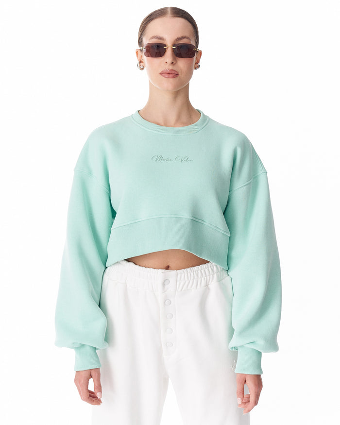 Women's Oversized Crop Sweatshirt Mint Green (3)
