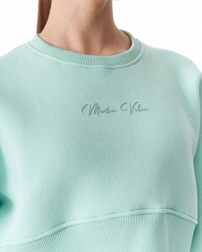 Women's Oversized Crop Sweatshirt Mint Green (5)