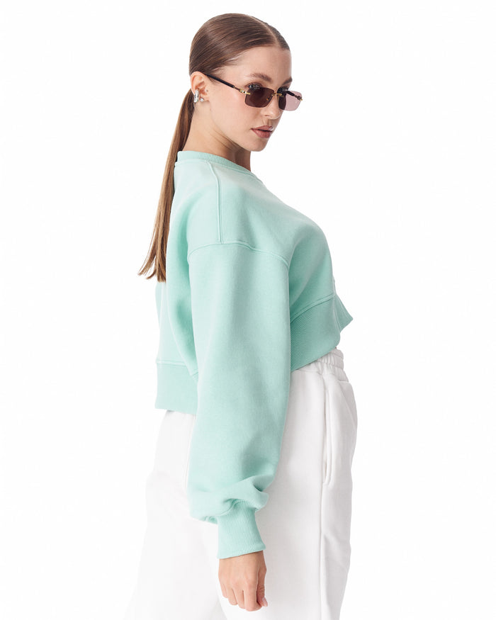 Women's Oversized Crop Sweatshirt Mint Green (6)