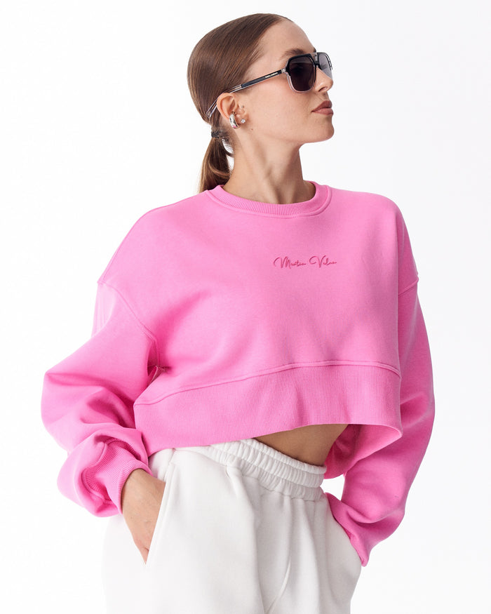 Women's Oversized Crop Sweatshirt Pink
