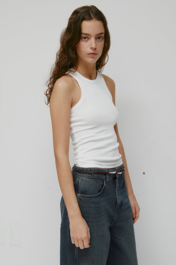 Women's Racer Tank in White